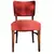 Foto de um(a) Cadeira em Madeira Nobre e Tecido Canelado Vermelho, da categoria de Outras cadeiras. Clássico do design mobiliário Mid-Century nacional. Esta cadeira combina a robustez e a elegância da madeira maciça escura... Mostrado de uma perspectiva diferente. Vendido no marketplace Trésors.