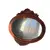 Foto de um(a) Espelho Oval em Madeira nobre entalhada, da categoria de Espelhos. Antigo espelho no formato oval com moldura em madeira nobre entalhada. Frisos na borda e acabamentos com laçarotes. Medindo:... Vendido no marketplace Trésors.