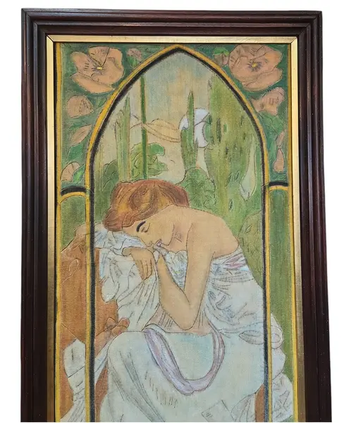 Foto de um(a) Quadro feminino, da categoria de Pinturas. Mostrado de uma perspectiva diferente. Vendido no marketplace Trésors.