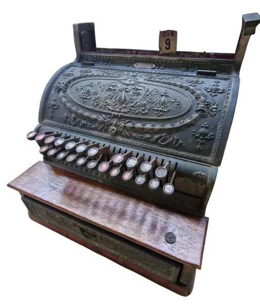 Foto de um(a) Imponente e Rara Caixa Registradora da marca National do Início do Séc. XX, da categoria de Outros colecionáveis. Belíssima caixa registradora mecânica da National Cash Register (NCR), fabricada no ano de 1910 em Dayton, Ohio, modelo... Mostrado de uma perspectiva diferente. Vendido no marketplace Trésors.