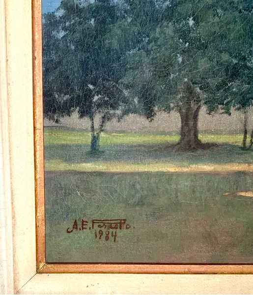 Foto de um(a) Antonio Eugênio Pascotto, Paisagem, OST, da categoria de Pinturas. Antonio Eugênio Pascotto (1924 - 1994), Paisagem, OST, CIE, 27A x 41L, emoldurado, em perfeito estado, com certificado de... Mostrado de uma perspectiva diferente. Vendido no marketplace Trésors.
