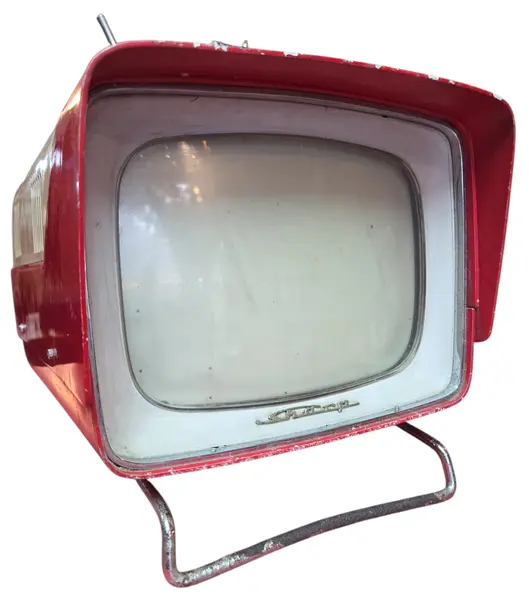Foto de um(a) TV Antiga Portátil Sharp TRP-801 – Rara – Anos 60 – Design Space Age – Vermelha e Branca, da categoria de Outros colecionáveis. Relíquia para Colecionadores: Televisão Vintage Sharp Model TRP-801 Apresentamos a icônica Sharp TRP-801, um marco da... Mostrado de uma perspectiva diferente. Vendido no marketplace Trésors.