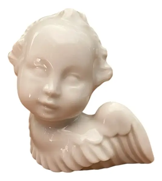 Foto de um(a) Antiga Escultura Bibelô Anjo Art Deco Em Porcelana Austríaca, da categoria de Escultura. Antigo, pequenino e delicado anjinho em porcelana artística austríaca, feito e moldado à mão. Marca da manufatura na base.... Vendido no marketplace Trésors.