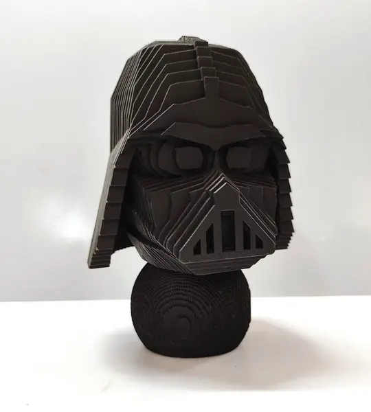 Foto de um(a) Escultura Darth Vader, da categoria de Modelos e estatuetas. Escultura darth vader ebanizada feita em mdf com corte a laser e fatias dimensionadas e geradas por programa de computador,... Mostrado de uma perspectiva diferente. Vendido no marketplace Trésors.