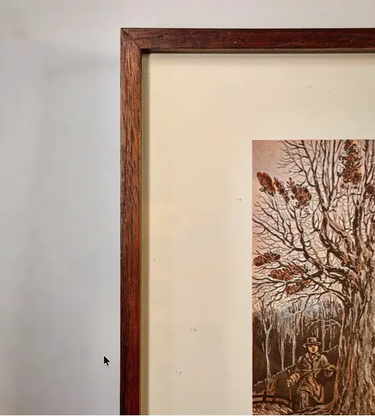 Foto de um(a) Gravura com Moldura em Jacaranda - THE FIRST INTRODUCTION TO HOUNDS. Gravura by J.Harris Pintado by H. Alken., da categoria de Desenhos. Este quadro é um verdadeiro encontro entre arte, história e matéria-prima nobre. A cena retrata uma tradicional caçada a... Mostrado de uma perspectiva diferente. Vendido no marketplace Trésors.