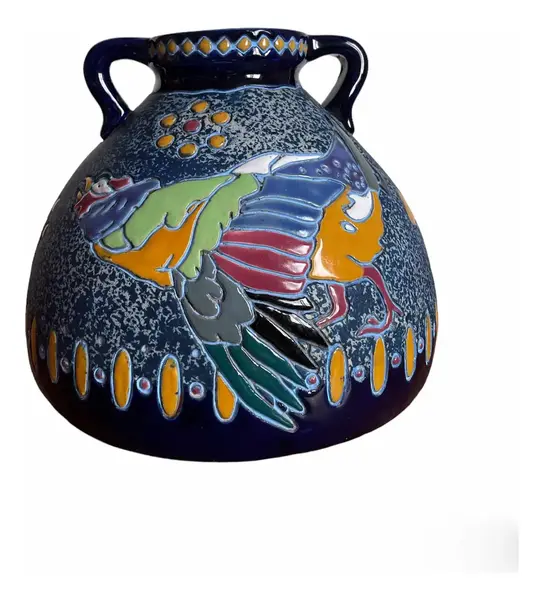 Foto de um(a) Antigo Raro Vaso Faiança Majólica Tcheca Amphora Art Nouveau, da categoria de Vasos. ~ Amphora ~ Riessner, Stellmacher & Kessel. Antigo e excepcional vaso artístico em faiança/majólica da Checoslováquia. Ótima... Vendido no marketplace Trésors.