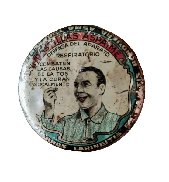 Foto de um(a) Latinha Pastilhas Aspaime Anos 20, da categoria de Outros colecionáveis. Lata de pastilhas aspaime originária de barcelona, dos anos 1910 e 1920 alívio imediato para catarro, laringite, ronqueira,... Vendido no marketplace Trésors.