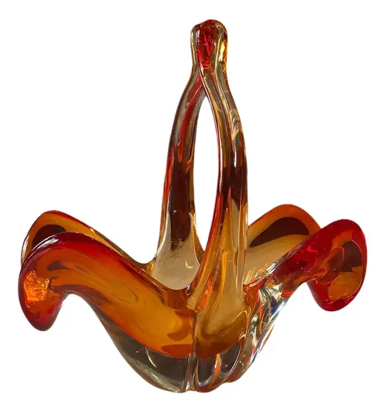 Foto de um(a) Antiga Cesta Decorativa Vaso Em Murano Italiano Art Deco, da categoria de Cestos e Caixas. ~ Italy Glass ~Antiga cesta decorativa em Murano artístico. Peça feita à mão. Lindíssimas cores. Combina com tudo. Medidas... Vendido no marketplace Trésors.