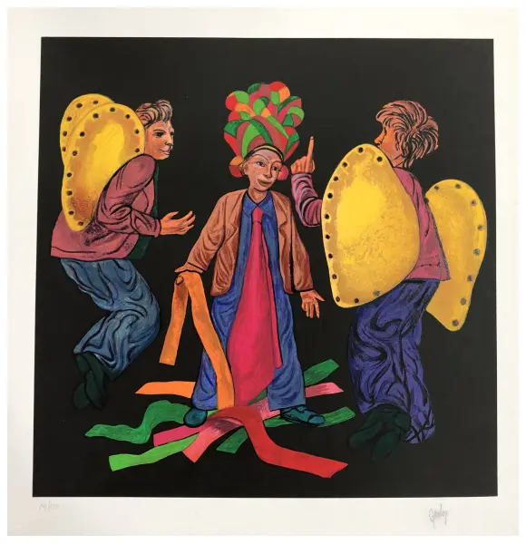Foto de um(a) Mario Gruber, tema "Fantasiados" - serigrafia exemplar 14 de 100 - sem moldura e assinada, da categoria de Serigrafia. Mario Gruber, tema "Fantasiados" é uma serigrafia exemplar 14 de 100, medindo 60 x 60 cm, sem moldura e assinada a mão pelo... Vendido no marketplace Trésors.