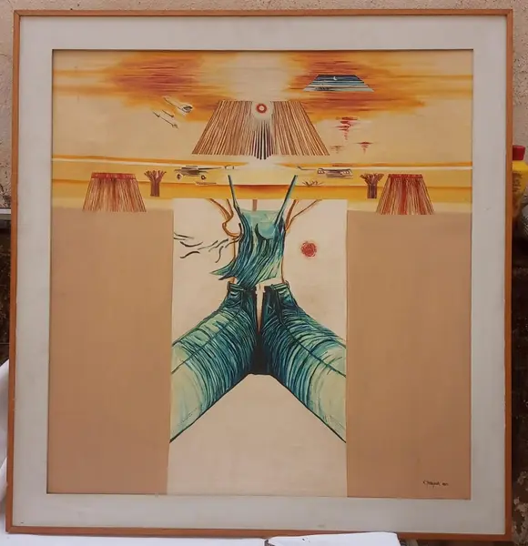Foto de um(a) Eduardo Kenji Takebayash - óleo sobre tela 104 x 99 cm com moldura e assinado à mão, da categoria de Pinturas. Vendido no marketplace Trésors.