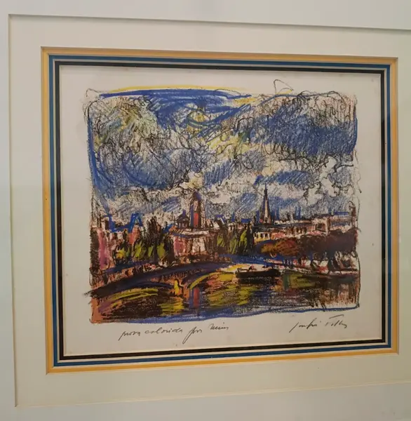 Foto de um(a) Sérgio Telles - Gravura com interferência do artista, 45 x 48 cm, com linda moldura e assinada à mão, da categoria de Serigrafia. Sérgio Telles - Gravura com interferência do artista, 45 x 48 cm, com linda moldura e assinada à mão. Mostrado de uma perspectiva diferente. Vendido no marketplace Trésors.