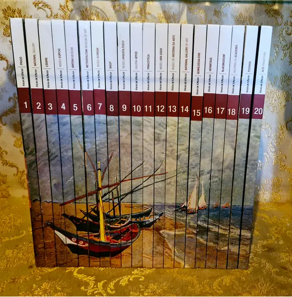 Foto de um(a) Belíssima coleção de livros com os mais especiais museus do mundo, da categoria de Livros. Coleção completa de livros: Grandes Museus do Mundo, editora Folha de São Paulo. LIVRO 1: PRADO. LIVRO 2- NATIONAL GALLERY.... Mostrado de uma perspectiva diferente. Vendido no marketplace Trésors.