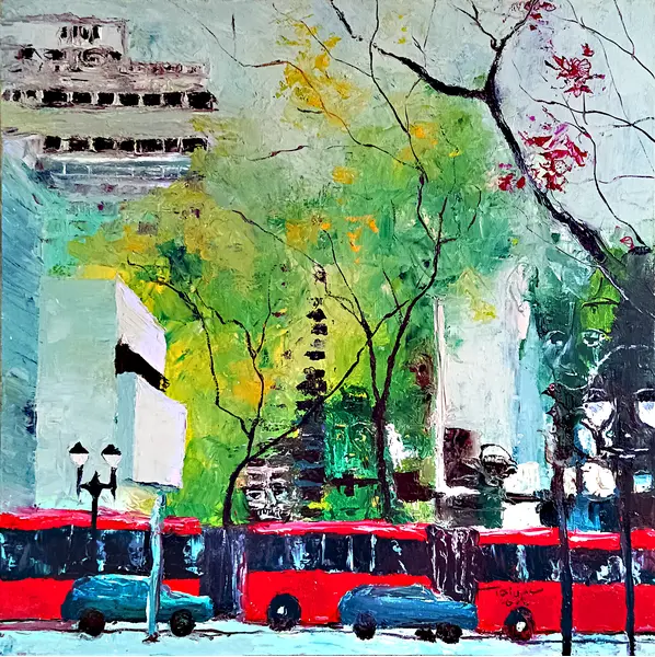 Foto de um(a) Série Curitibalismo: Praça Ozório, da categoria de Pinturas. Curitibalismo (s.m.): Ato de traduzir o cinza (talvez alguma cor), formas e pinceladas sobre o ritmo frio, o tempo nublado,... Vendido no marketplace Trésors.