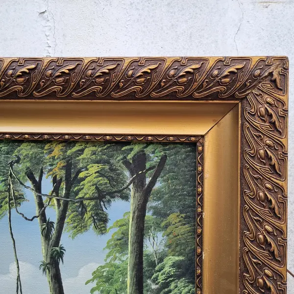Foto de um(a) Pintura Óleo Sobre Tela de Jansen Filho de Lago, da categoria de Pinturas. Óleo sobre tela - Jansen Filho - moldura de madeira representando natureza. Mostrado de uma perspectiva diferente. Vendido no marketplace Trésors.