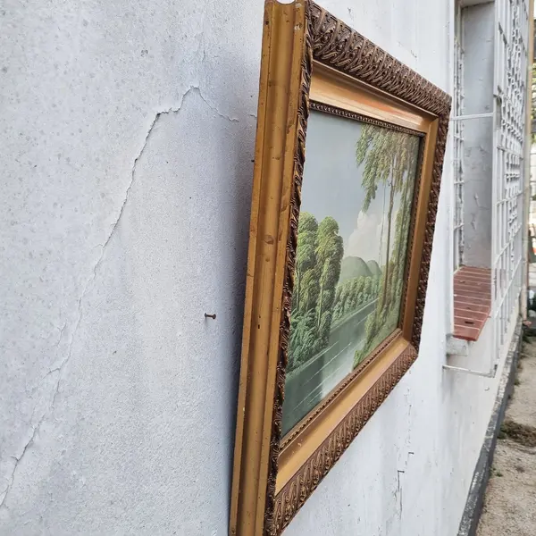 Foto de um(a) Pintura Óleo Sobre Tela de Jansen Filho de Lago, da categoria de Pinturas. Óleo sobre tela - Jansen Filho - moldura de madeira representando natureza. Mostrado de uma perspectiva diferente. Vendido no marketplace Trésors.