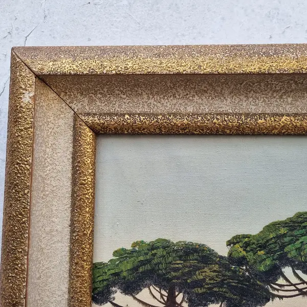 Foto de um(a) Pintura de Óleo Sobre Tela Jansen Filho Representando Araucárias, da categoria de Pinturas. Pintura óleo sobre tela de Jansen Filho representando Araucárias - Moldura de Madeira. Mostrado de uma perspectiva diferente. Vendido no marketplace Trésors.