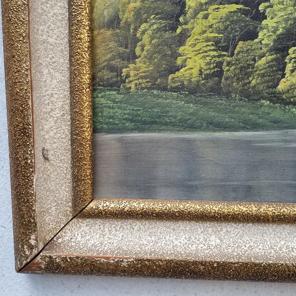 Foto de um(a) Pintura de Óleo Sobre Tela Jansen Filho Representando Araucárias, da categoria de Pinturas. Pintura óleo sobre tela de Jansen Filho representando Araucárias - Moldura de Madeira. Mostrado de uma perspectiva diferente. Vendido no marketplace Trésors.