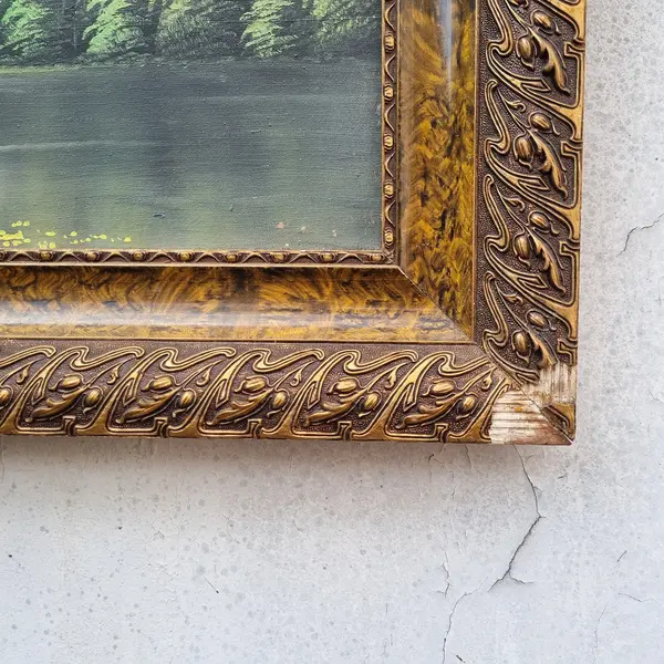 Foto de um(a) Pintura Óleo Sobre Tela de Jansen Filho Representando Natureza, da categoria de Pinturas. Quadro Jansen Filho - Óleo sobre tela , moldura em madeira. Mostrado de uma perspectiva diferente. Vendido no marketplace Trésors.
