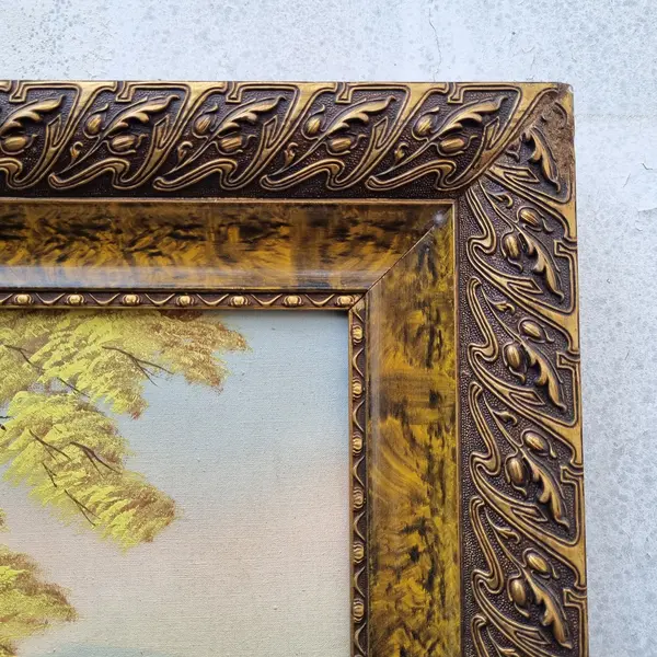 Foto de um(a) Pintura Óleo Sobre Tela de Jansen Filho Representando Natureza, da categoria de Pinturas. Quadro Jansen Filho - Óleo sobre tela , moldura em madeira. Mostrado de uma perspectiva diferente. Vendido no marketplace Trésors.