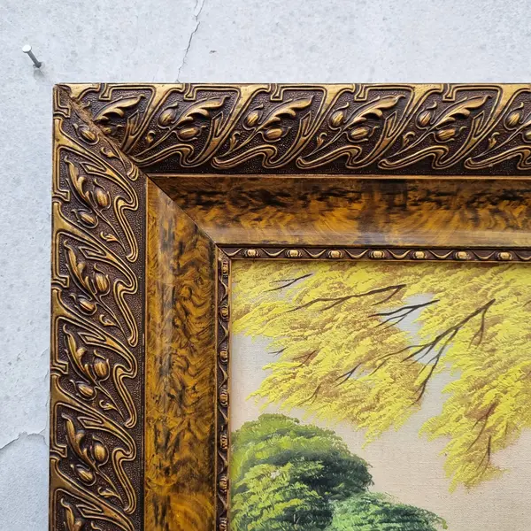 Foto de um(a) Pintura Óleo Sobre Tela de Jansen Filho Representando Natureza, da categoria de Pinturas. Quadro Jansen Filho - Óleo sobre tela , moldura em madeira. Mostrado de uma perspectiva diferente. Vendido no marketplace Trésors.