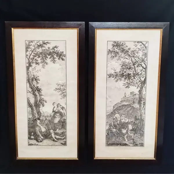 Foto de um(a) Par Grandes Gravuras Por Wagner / Zuccarelli, Itália Xviii, da categoria de Desenhos. Par de Grandes e Antigas Gravuras Italianas em Água Forte, Século XVIII (circa 1760). Obras publicadas em Veneza pelo famoso... Mostrado de uma perspectiva diferente. Vendido no marketplace Trésors.