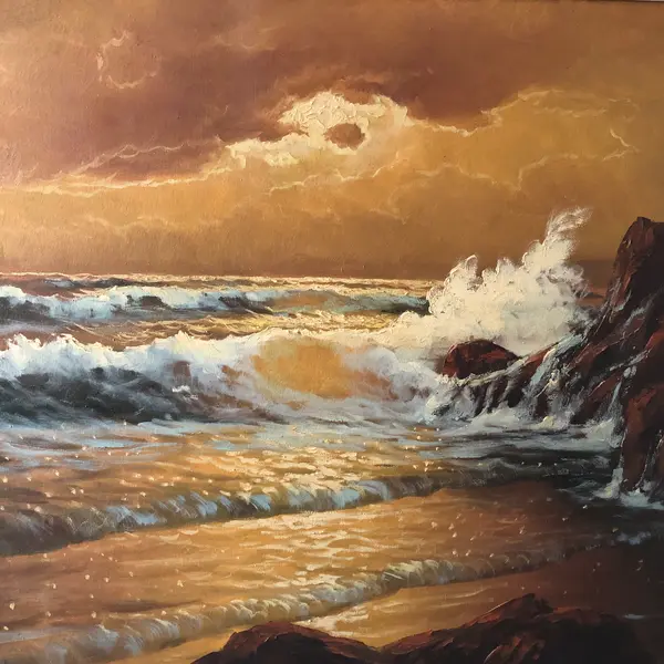 Foto de um(a) Pintura de cena praiana Popovich 166 x 97 cm, da categoria de Pinturas. Pintura de cena praiana Popovich 166 x 97 cm. Mostrado de uma perspectiva diferente. Vendido no marketplace Trésors.