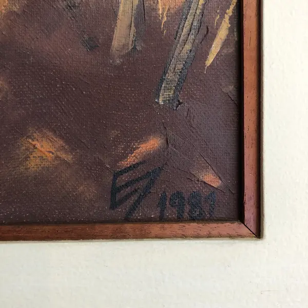 Foto de um(a) Pintura Emmy Gofferje - 1981, da categoria de Pinturas. Pintura Emmy Gofferje - 1981. Mostrado de uma perspectiva diferente. Vendido no marketplace Trésors.