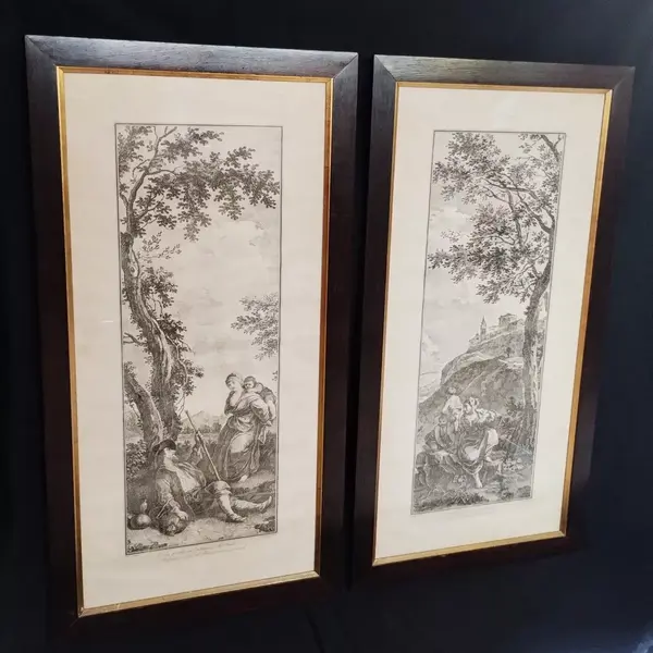 Foto de um(a) Par Grandes Gravuras Por Wagner / Zuccarelli, Itália Xviii, da categoria de Desenhos. Par de Grandes e Antigas Gravuras Italianas em Água Forte, Século XVIII (circa 1760). Obras publicadas em Veneza pelo famoso... Mostrado de uma perspectiva diferente. Vendido no marketplace Trésors.