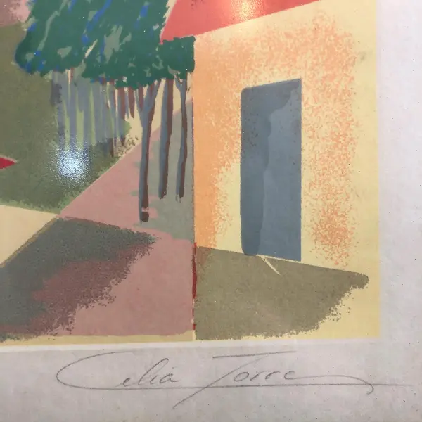 Foto de um(a) Serigrafia de Célia Torres (86cm x 66cm), da categoria de Pinturas. Serigrafia de Célia Torres (86cm x 66cm). Mostrado de uma perspectiva diferente. Vendido no marketplace Trésors.