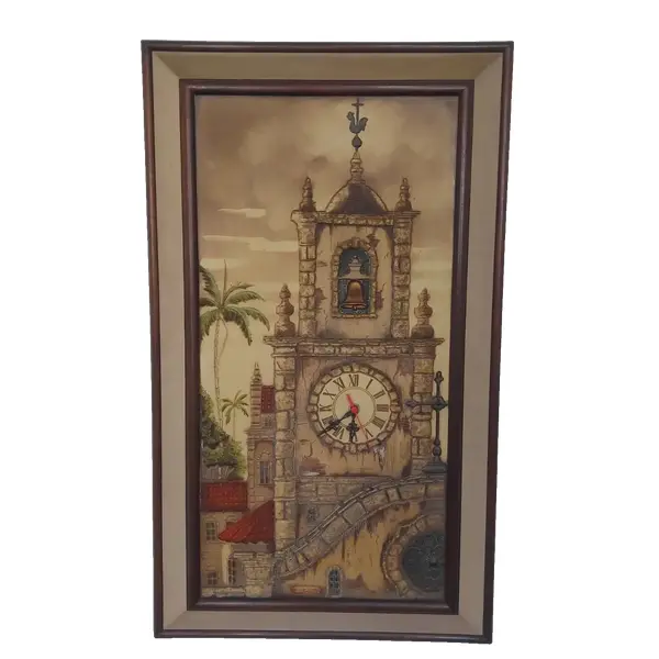 Foto de um(a) Quadro com relógio, da categoria de Pinturas. Belíssimo quadro em alto relevo com relógio (funcionando). Medidas: altura 96 cm x largura 57 cm. Vendido no marketplace Trésors.