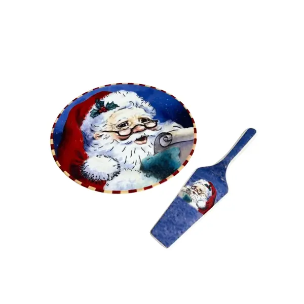 Foto de um(a) Prato de bolo e espátula estampados em porcelana, da categoria de Pratos Decorativos. Prato de bolo e espátula estampados em porcelana. Perfeito estado. Medidas prato: 27cm diâmetro. Vendido no marketplace Trésors.