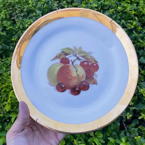 Foto de um(a) Antigo Prato Decorativo Porcelana Bavaria Natureza Morta, da categoria de Pratos Decorativos. L. Parbus - Bavaria. Antigo e lindo prato medalhão decorativo em porcelana artística alemã, decoração com frutas “natureza... Mostrado de uma perspectiva diferente. Vendido no marketplace Trésors.