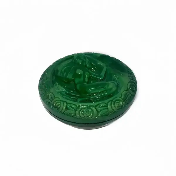 Foto de um(a) Antiga Caixa Porta Jóias Ingrid Malaquita Glass Art Deco, da categoria de Porta-Jóias. Malachite Glass. Ingrid Glass by Heinrich Hoffmann. Antiga caixa porta jóias em vidro artístico de malaquita. Linda... Vendido no marketplace Trésors.