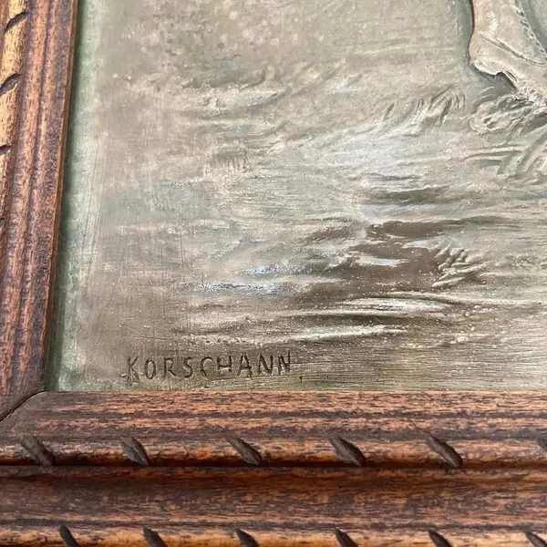 Foto de um(a) Antigo Quadro Placa Wmf Escultura Jogador Art Deco Korschann, da categoria de Placas. WMF - Galvanoplastik Geislingen. Charles Karl Korschann (1872-1943) Antiga e importante placa artística do artista francês... Mostrado de uma perspectiva diferente. Vendido no marketplace Trésors.