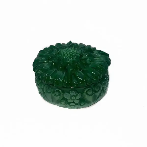 Foto de um(a) Antiga Pozeira Caixa Ingrid Malaquita Glass Art Deco Hoffman, da categoria de Cestos e Caixas. Malachite Glass. Ingrid Glass by Heinrich Hoffmann. Antiga caixa porta jóias em vidro artístico de malaquita. Linda... Vendido no marketplace Trésors.