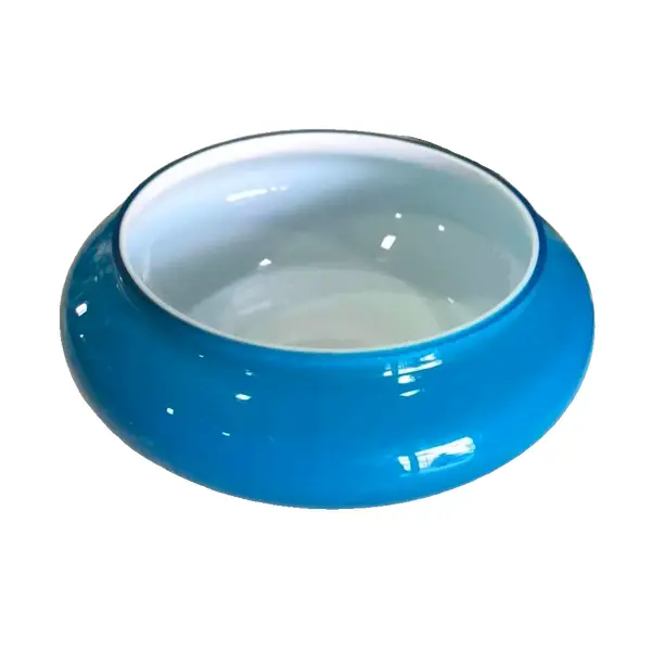 Foto de um(a) Antigo Bowl Art Deco Em Murano Leitoso Opalina Azul, da categoria de Centro de mesa. Altura 5cm Diâmetro 14cm. Vendido no marketplace Trésors.