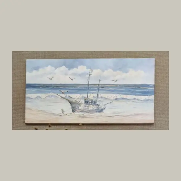 Foto de um(a) Tela Marina 1999, da categoria de Pinturas. Marina em acrilico sobre tela do artista catarinense josi, de 1999 A: 50 cm L: 1m. Mostrado de uma perspectiva diferente. Vendido no marketplace Trésors.
