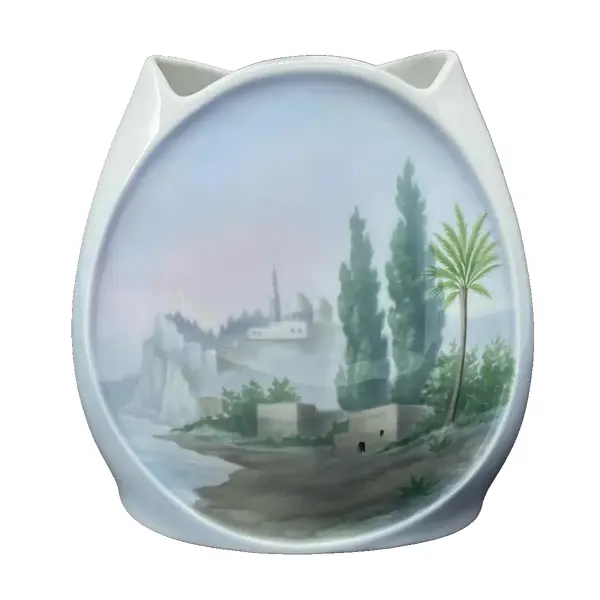 Foto de um(a) Antigo Raro Vaso Jarro Art Deco Em Porcelana Alemã Kaestner, da categoria de Vasos. Kaestner. Antigo e raro vaso em porcelana artística alemã, linda decoração e um formato super diferente. Período Art... Vendido no marketplace Trésors.