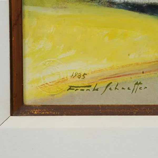 Foto de um(a) FRANK SCHAEFFER, Ilha Grande, abstrato, 1985 - Guache sobre papel 50 x 70 cm e assinado à mão, da categoria de Pinturas. Mostrado de uma perspectiva diferente. Vendido no marketplace Trésors.
