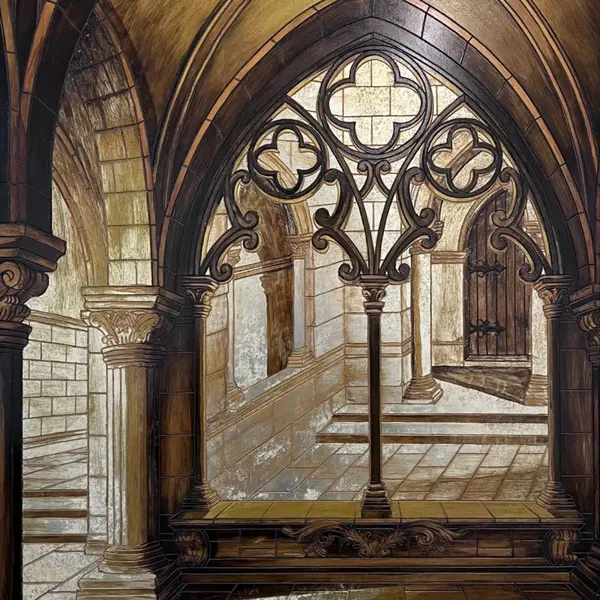 Foto de um(a) Rodolfo Gerd Willamowius - Técnica mista sobre placa de 84 x 52 (obra) e 108 x 77 cm (com moldura), da categoria de Pinturas. Magnífica e imponente pintura que exemplifica o domínio absoluto da perspectiva e do claro-escuro pelo renomado artista. A... Mostrado de uma perspectiva diferente. Vendido no marketplace Trésors.