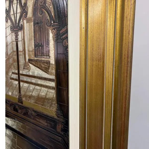 Foto de um(a) Rodolfo Gerd Willamowius - Técnica mista sobre placa de 84 x 52 (obra) e 108 x 77 cm (com moldura), da categoria de Pinturas. Magnífica e imponente pintura que exemplifica o domínio absoluto da perspectiva e do claro-escuro pelo renomado artista. A... Mostrado de uma perspectiva diferente. Vendido no marketplace Trésors.
