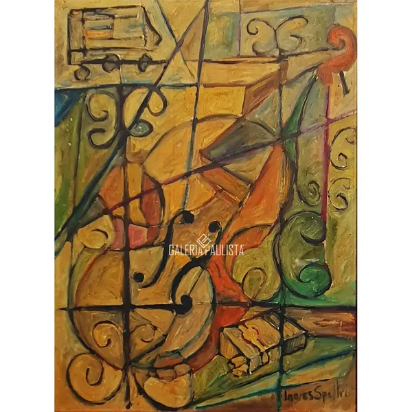 Foto de um(a) Ingres Speltri, óleo sobre duratex medindo 70 x 51cm, com moldura e assinado à mão, da categoria de Pinturas. Ingres Speltri, nascido em 1940 no Brasil, dedicou-se às artes plásticas desde a infância, influenciado por seu pai, um... Mostrado de uma perspectiva diferente. Vendido no marketplace Trésors.