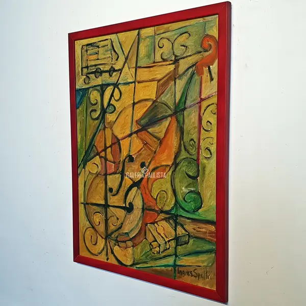 Foto de um(a) Ingres Speltri, óleo sobre duratex medindo 70 x 51cm, com moldura e assinado à mão, da categoria de Pinturas. Ingres Speltri, nascido em 1940 no Brasil, dedicou-se às artes plásticas desde a infância, influenciado por seu pai, um... Mostrado de uma perspectiva diferente. Vendido no marketplace Trésors.