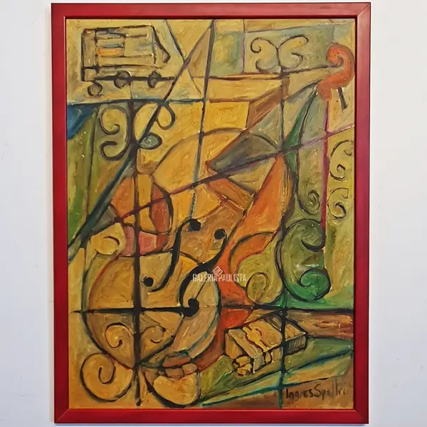 Foto de um(a) Ingres Speltri, óleo sobre duratex medindo 70 x 51cm, com moldura e assinado à mão, da categoria de Pinturas. Ingres Speltri, nascido em 1940 no Brasil, dedicou-se às artes plásticas desde a infância, influenciado por seu pai, um... Vendido no marketplace Trésors.