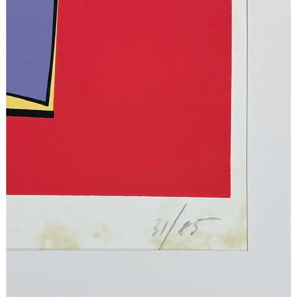 Foto de um(a) Silvio Oppenheim, Geométrico ano1986 é uma serigrafia 60 x 40 cm sem moldura e assinada à mão, da categoria de Serigrafia. Mostrado de uma perspectiva diferente. Vendido no marketplace Trésors.