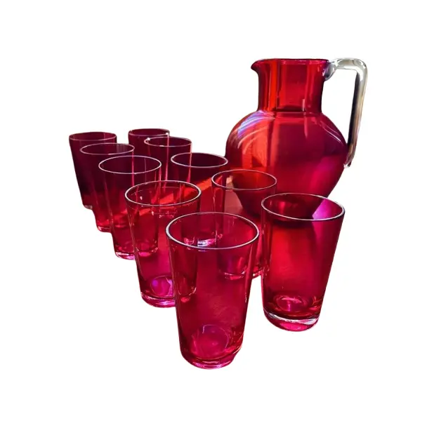 Foto de um(a) Antigo Conjunto De Jarra Com Copos Art Deco Cristal Francês, da categoria de Jarros. Para servir ou decorar com esse antigo e elegante conjunto de jarra com 10 copinhos em cristal francês soufflé gomado da... Vendido no marketplace Trésors.