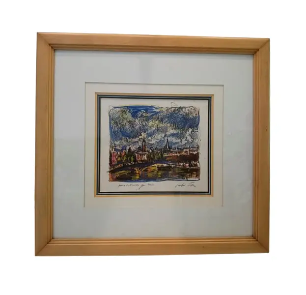 Foto de um(a) Sérgio Telles - Gravura com interferência do artista, 45 x 48 cm, com linda moldura e assinada à mão, da categoria de Serigrafia. Sérgio Telles - Gravura com interferência do artista, 45 x 48 cm, com linda moldura e assinada à mão. Vendido no marketplace Trésors.