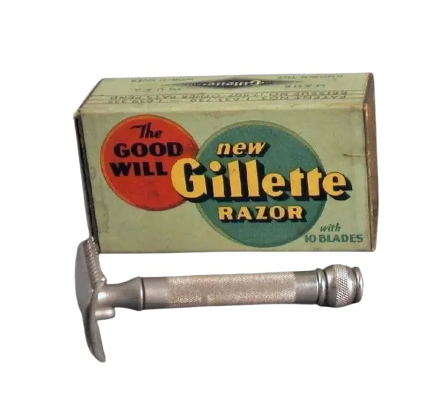 Foto de um(a) Barbearia Vintage anos 40 e 50, da categoria de Outros colecionáveis. Objetos de barbearia vintage: navalha touro 777 da solingen, 1940 barbeador gillette tech gold ball- end, 1946-1950 pincel... Vendido no marketplace Trésors.