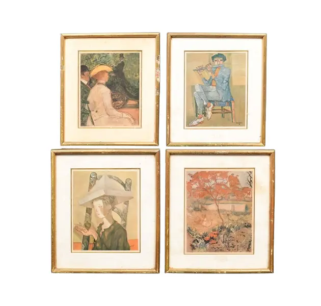Foto de um(a) Quadros com gravuras antigas reproduzindo composições de Amedeo Modigliani e Henri de Toulouse-Lautrec, da categoria de Pinturas. Conjunto de quatro quadros com gravuras antigas reproduzindo composições de Amedeo Modigliani e Henri de Toulouse-Lautrec.... Vendido no marketplace Trésors.
