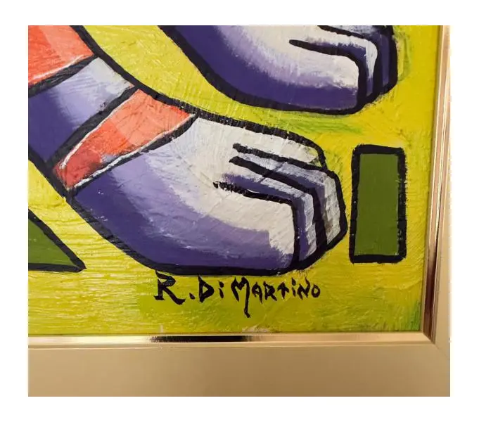 Foto de um(a) Romano Di Martino - Forma e Colori é uma pintura Óleo Sobre Tela emoldurada medindo 45 x 55 cm, assinada a mão e datada de 2005, da categoria de Pinturas. Romano Di Martino (1940–2010)renomado pintor, desenhista e gravador conhecido por suas telas vibrantes que mesclam... Mostrado de uma perspectiva diferente. Vendido no marketplace Trésors.